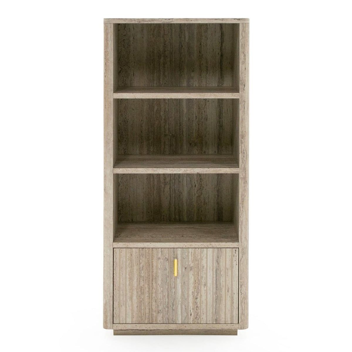 Roma - Modern Faux Travertine + Gold Bookcase