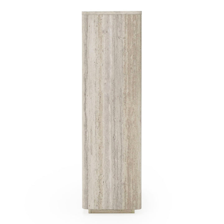 Roma - Modern Faux Travertine + Gold Bookcase
