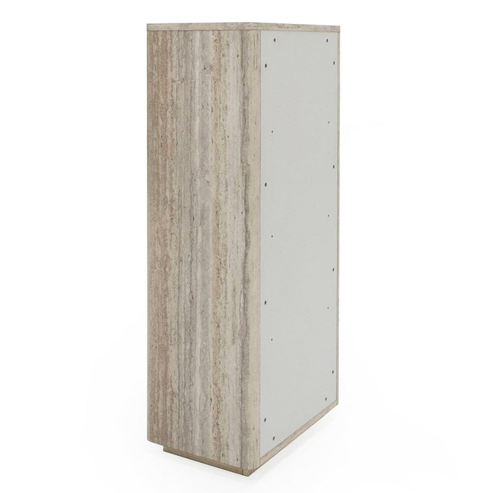 Roma - Modern Faux Travertine + Gold Bookcase