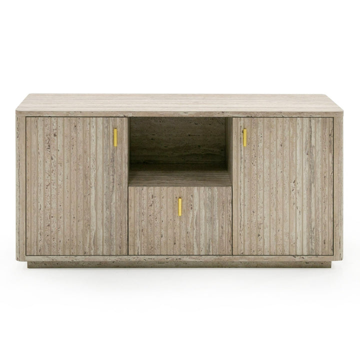 Roma - Modern Faux Travertine + Gold File Cabinet