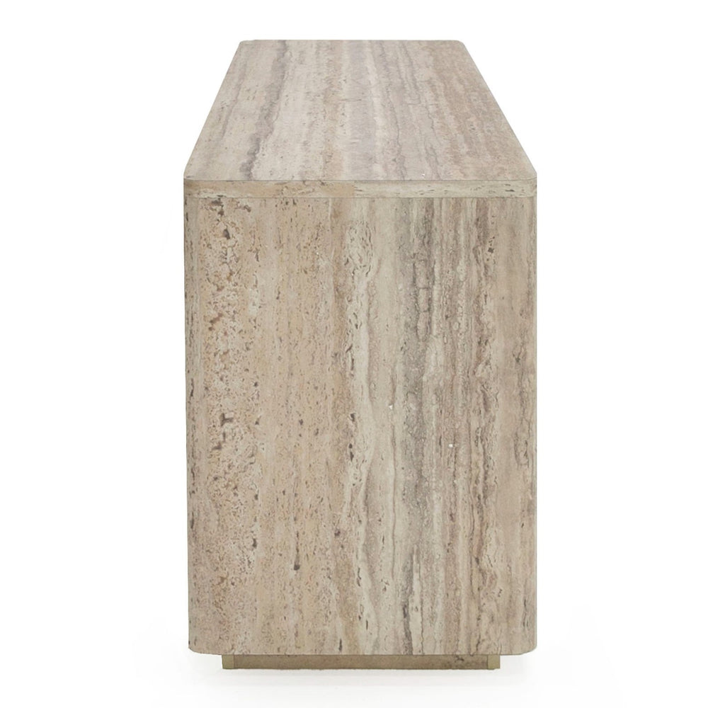 Roma - Modern Faux Travertine + Gold File Cabinet - View 3