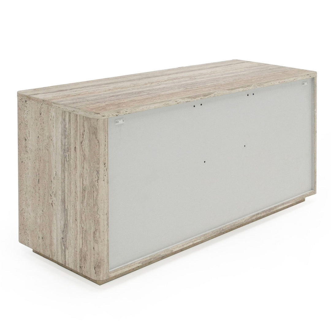 Roma - Modern Faux Travertine + Gold File Cabinet