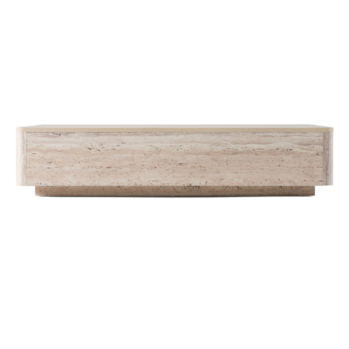 Roma - Modern Faux Travertine Rectangular Coffee Table