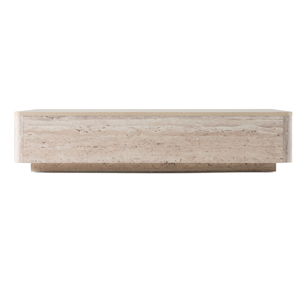 Roma - Modern Faux Travertine Rectangular Coffee Table