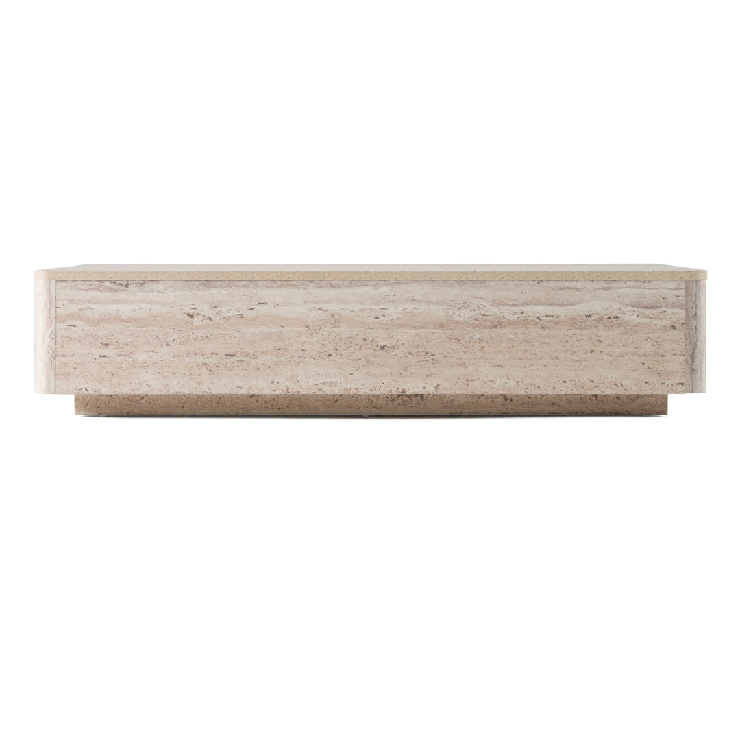 Roma - Modern Faux Travertine Rectangular Coffee Table