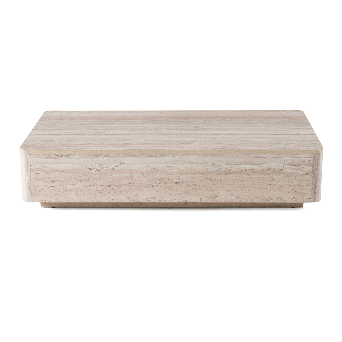 Roma - Modern Faux Travertine Rectangular Coffee Table - View 2