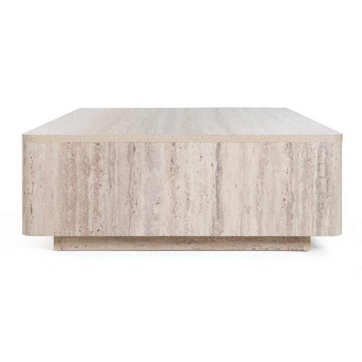 Roma - Modern Faux Travertine Rectangular Coffee Table
