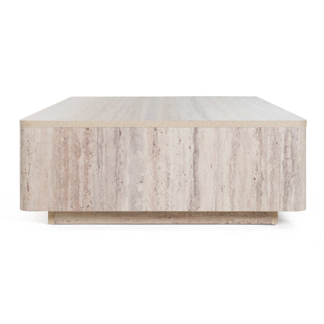 Roma - Modern Faux Travertine Rectangular Coffee Table