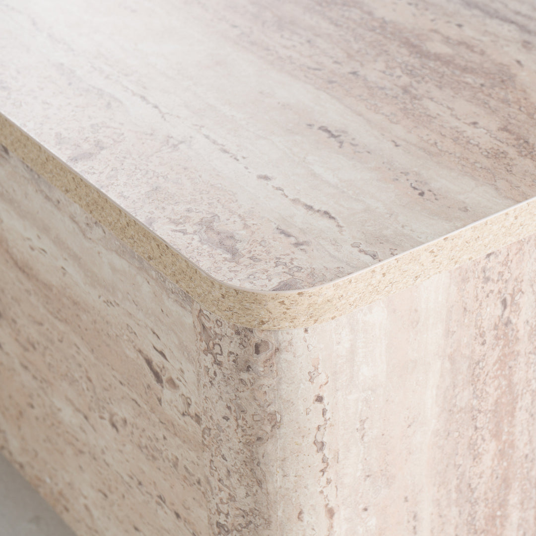 Roma - Modern Faux Travertine Rectangular Coffee Table