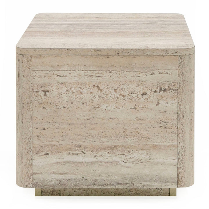 Roma - Modern Faux Travertine Square End Table