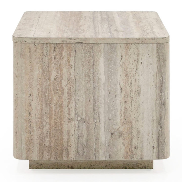 Roma  Modern Faux Travertine Square End Table