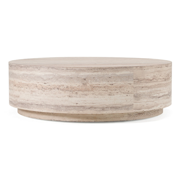 Roma - Modern Faux Travertine Round Coffee Table