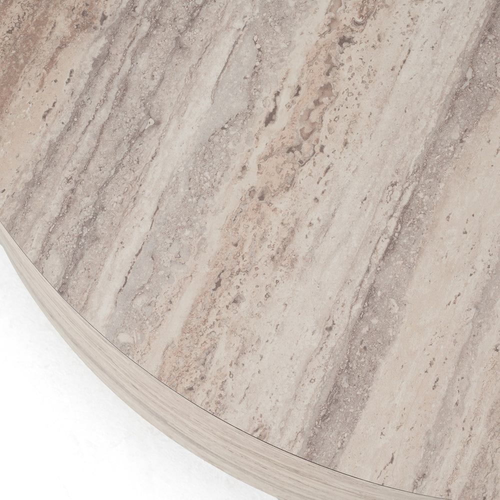 Roma - Modern Faux Travertine Round Coffee Table - View 5