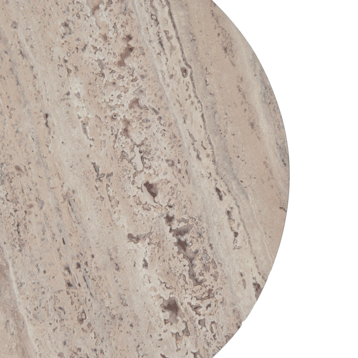 Roma - Modern Faux Travertine Round End Table