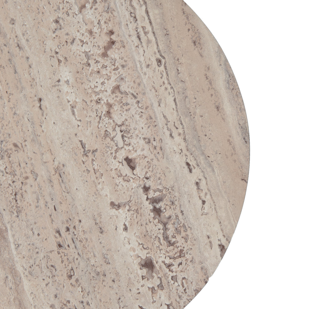 Roma - Modern Faux Travertine Round End Table - View 3