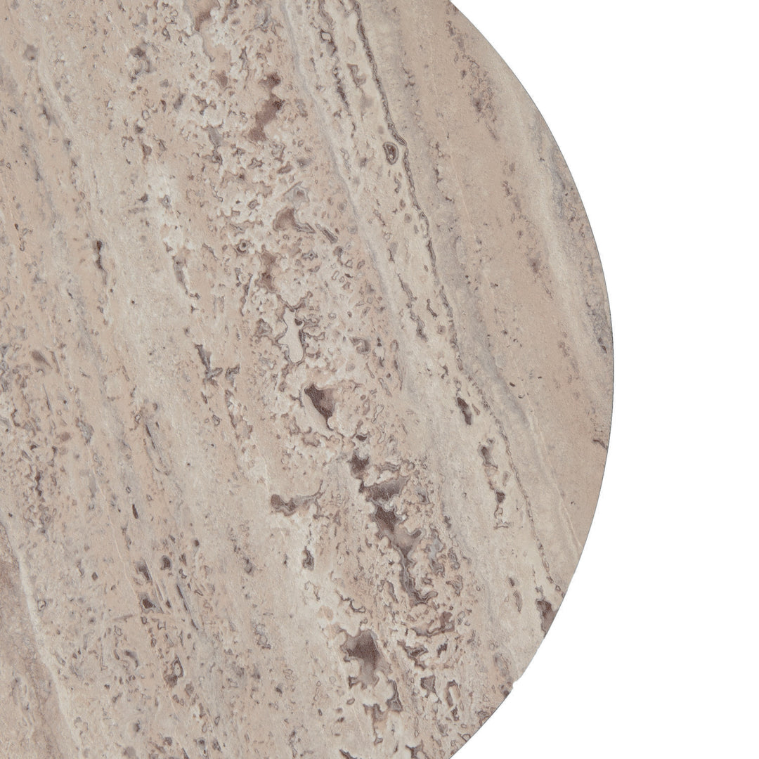 Roma - Modern Faux Travertine Round End Table