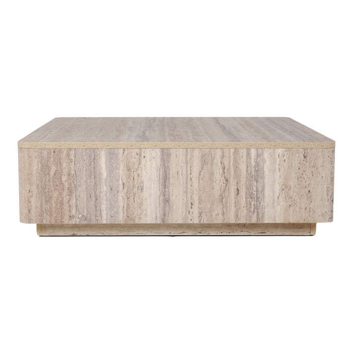 Roma - Modern Faux Travertine Square Coffee Table