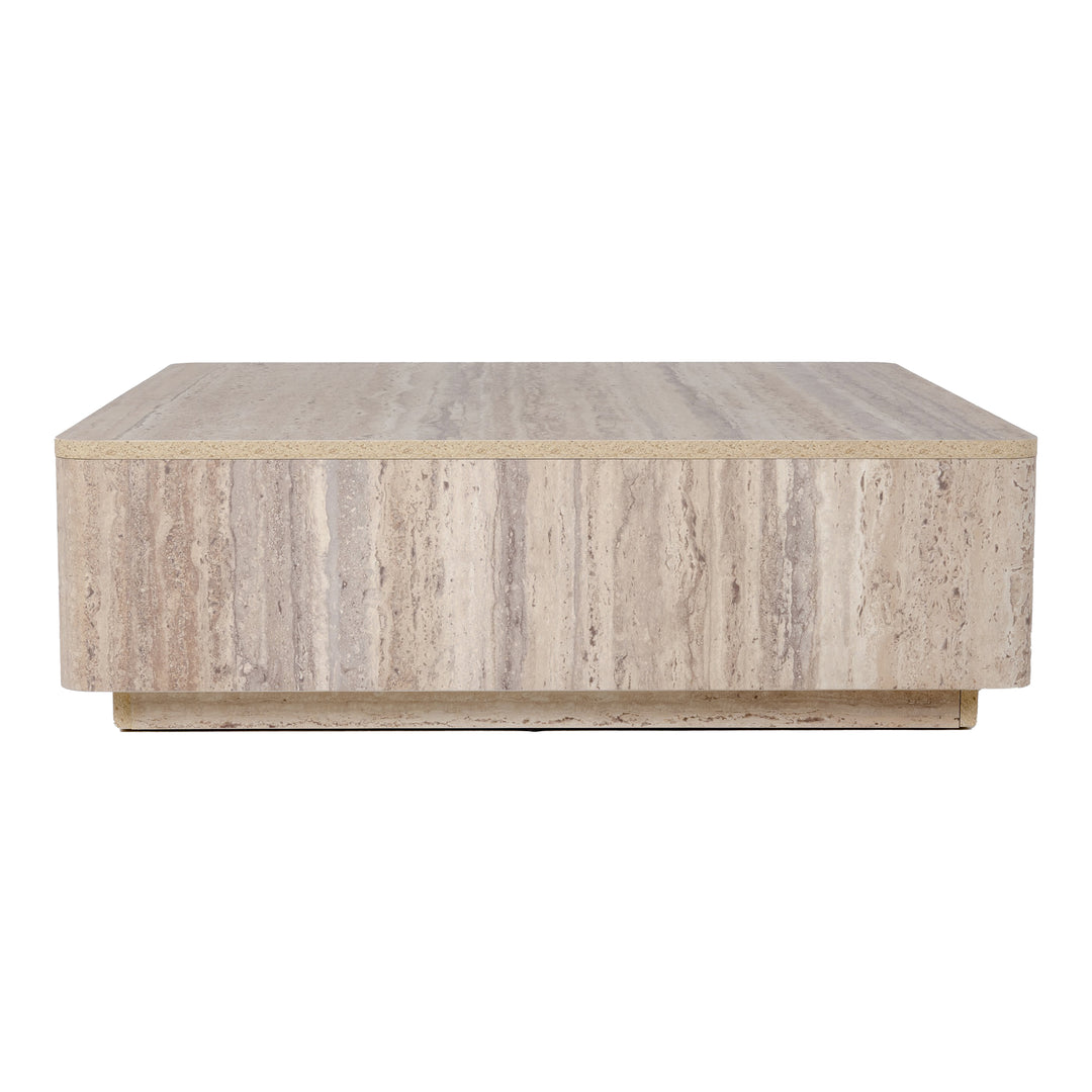 Roma - Modern Faux Travertine Square Coffee Table