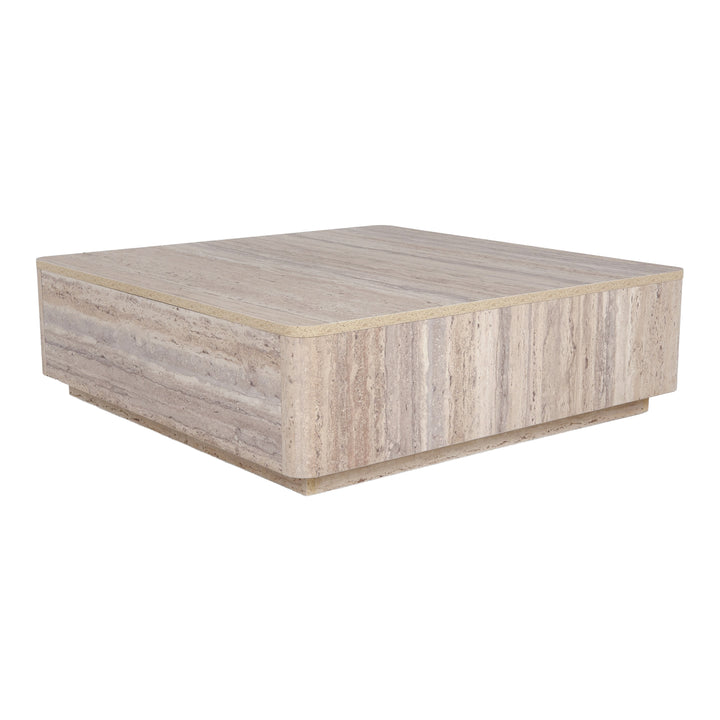 Roma - Modern Faux Travertine Square Coffee Table