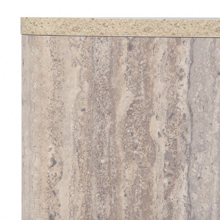 Roma  Modern Faux Travertine Square Coffee Table