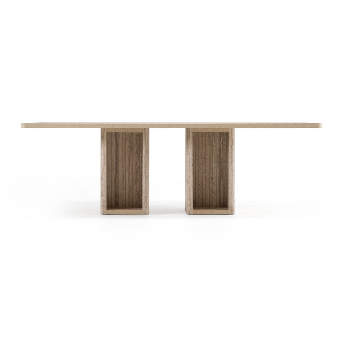 Roma  Modern Travertine Rectangular Dining Table