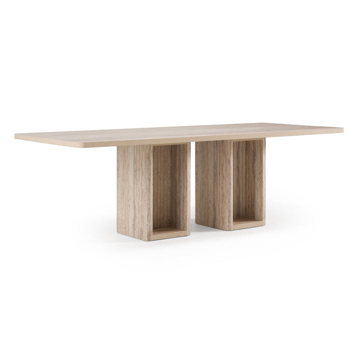 Roma - Modern Travertine Rectangular Dining Table