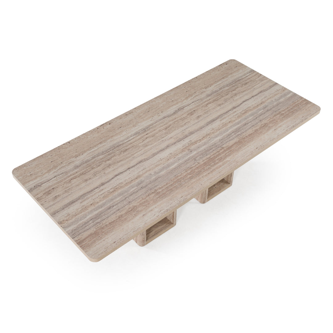 Roma  Modern Travertine Rectangular Dining Table