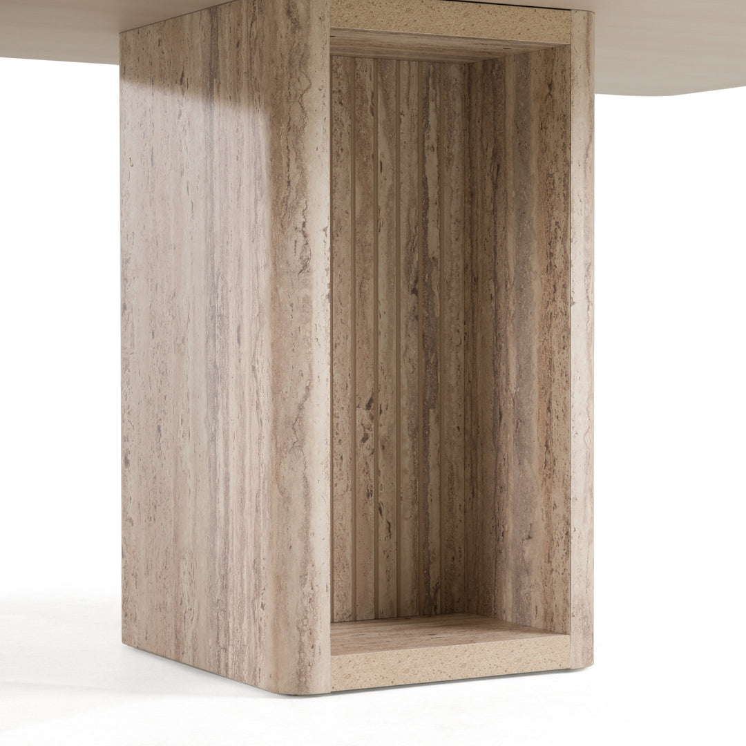 Roma  Modern Travertine Rectangular Dining Table