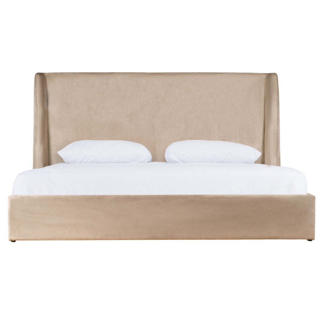 Roma  Modern Taupe Microfiber Upholstered Bed