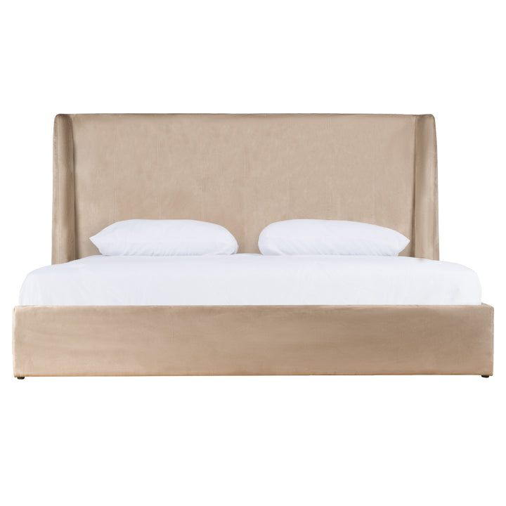 Roma  Modern Taupe Microfiber Upholstered Bed