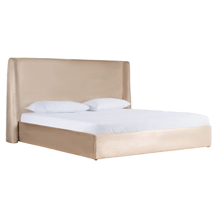 Roma  Modern Taupe Microfiber Upholstered Bed