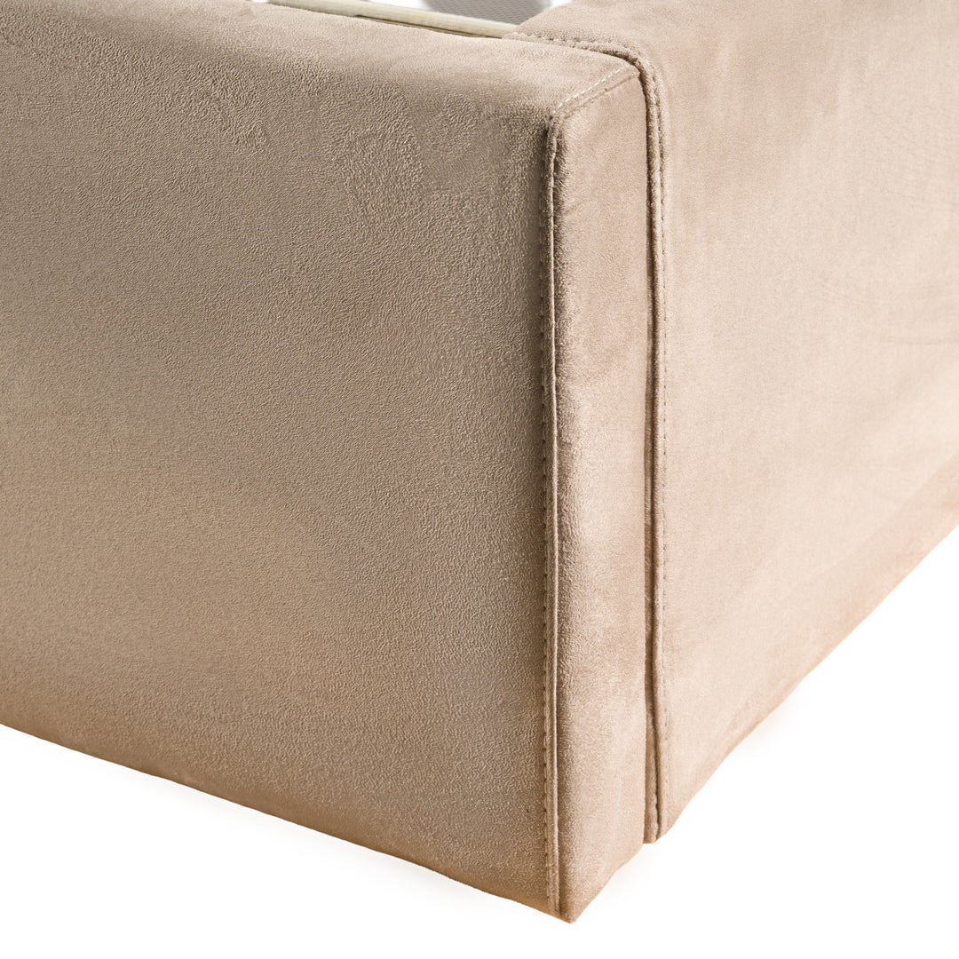 Roma  Modern Taupe Microfiber Upholstered Bed