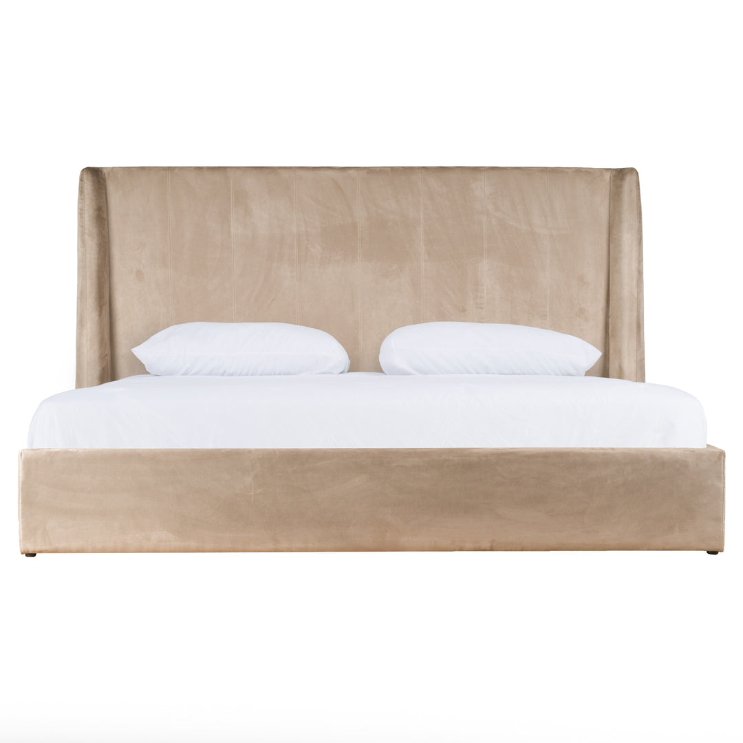 Roma  Modern Taupe Microfiber Upholstered Bed