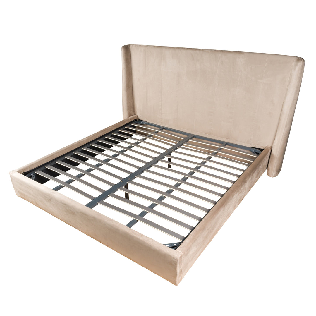 Roma  Modern Taupe Microfiber Upholstered Bed