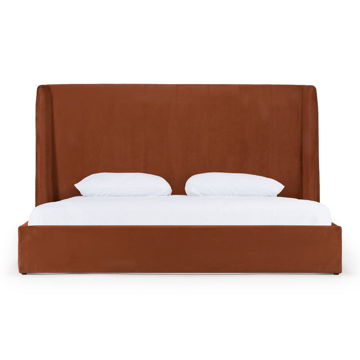 Roma - Modern Burnt Orange Microfiber Upholstered Bed