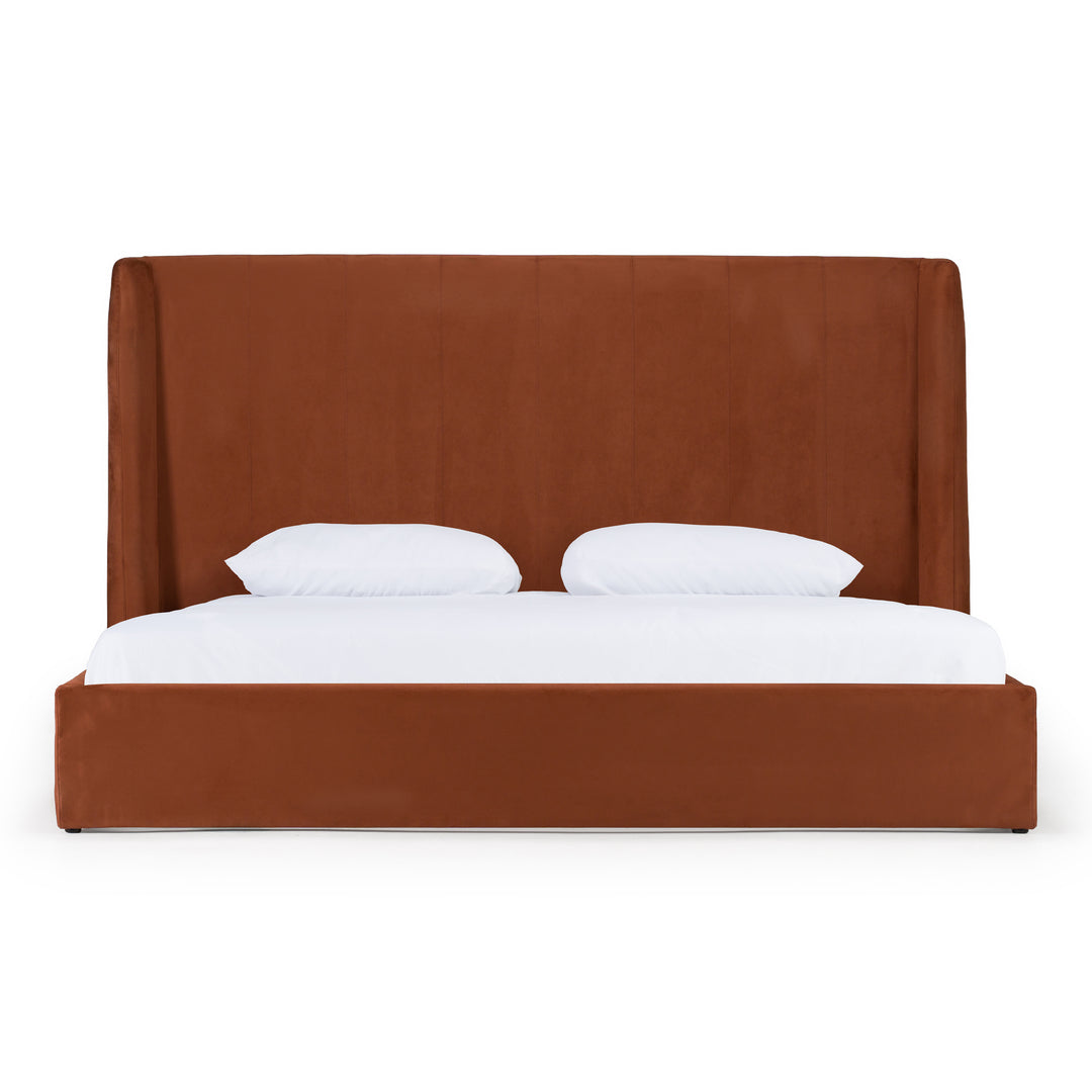 Roma - Modern Burnt Orange Microfiber Upholstered Bed