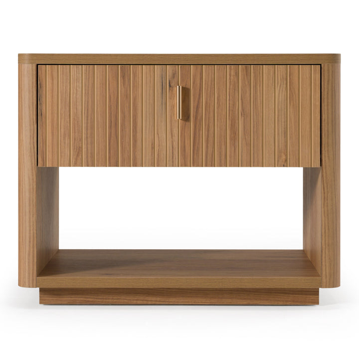 Roma - Modern Oak + Gold Nightstand