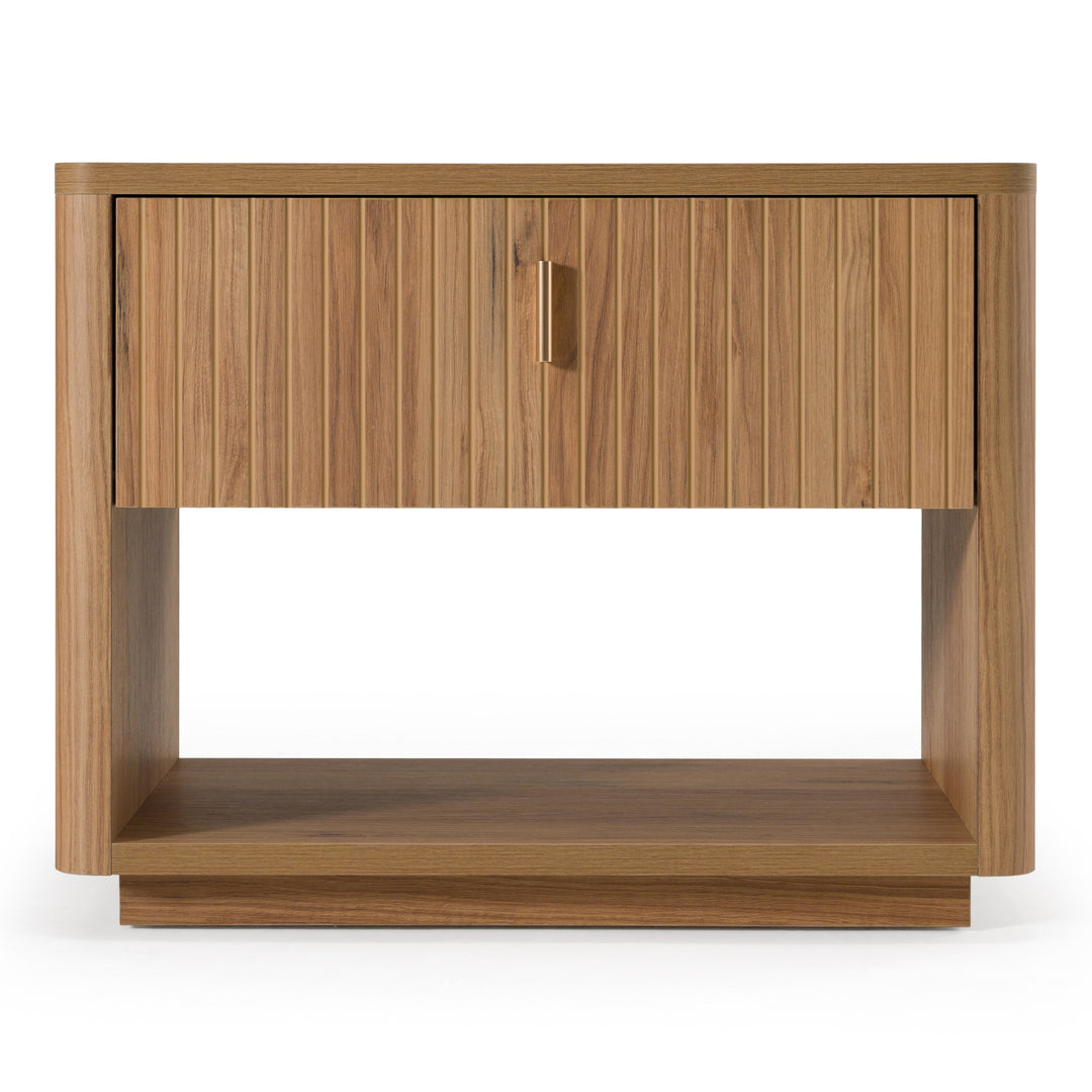 Roma - Modern Oak + Gold Nightstand