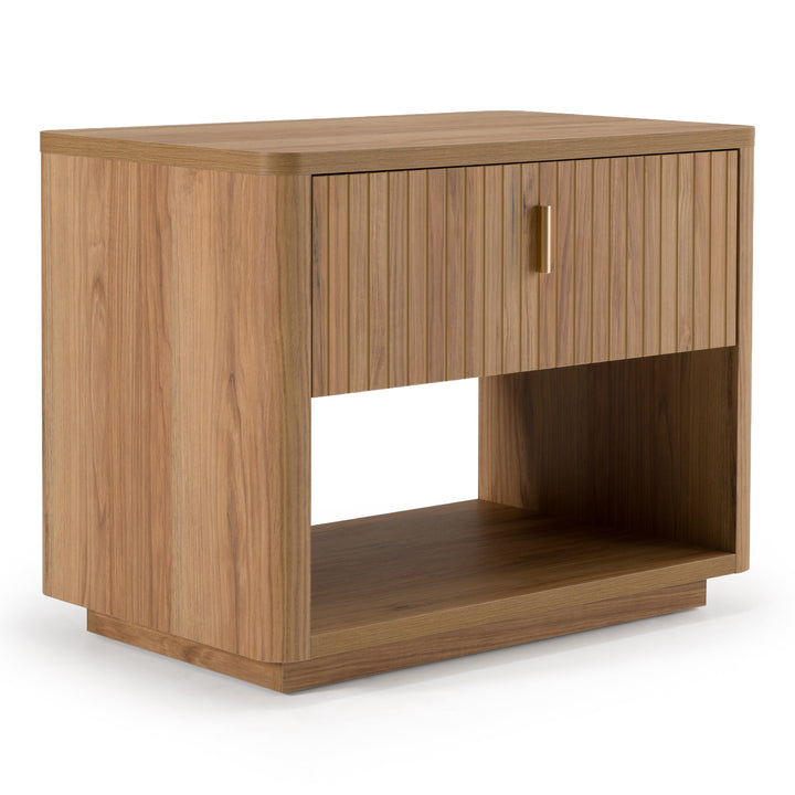 Emilio + Roma - Modern Beige Fabric + Oak 4-Piece Bedroom Set