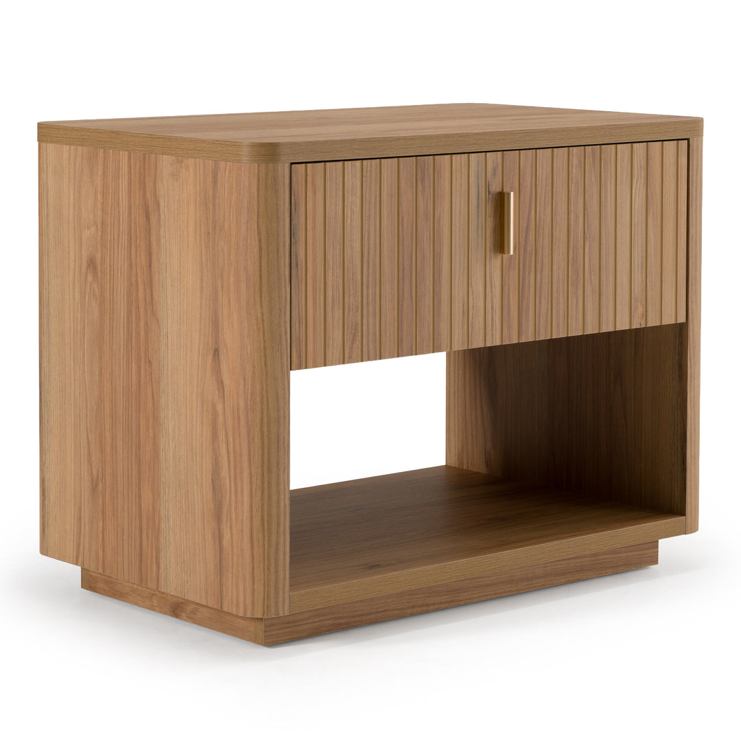Emilio + Roma - Modern Beige Fabric + Oak 4-Piece Bedroom Set