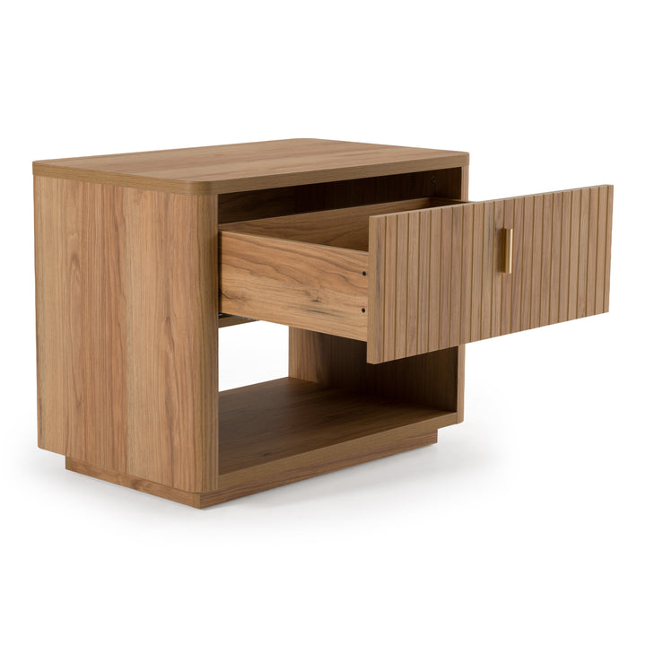 Roma - Modern Oak + Gold Nightstand