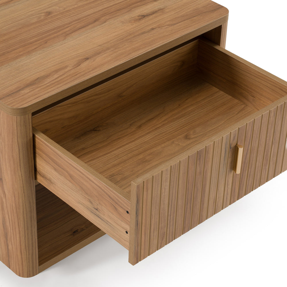 Roma - Modern Oak + Gold Nightstand - View 6