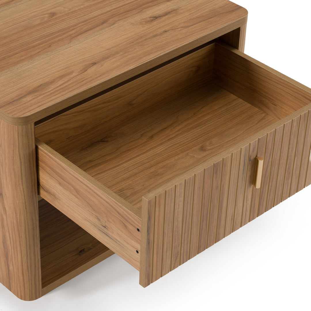Roma - Modern Oak + Gold Nightstand
