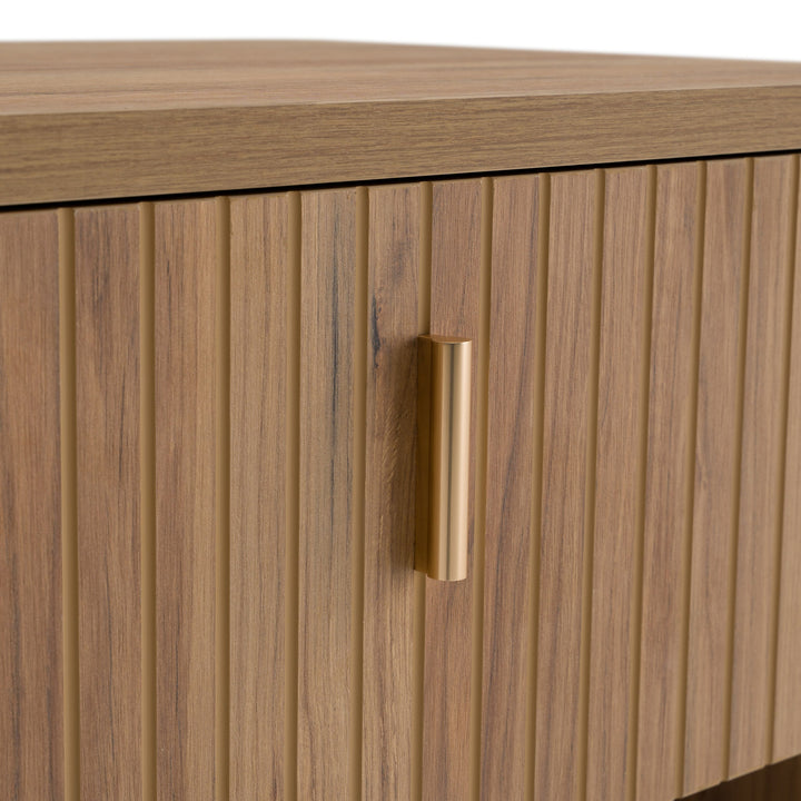 Roma  Modern Oak + Gold Nightstand