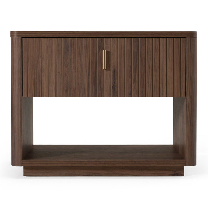 Roma - Modern Walnut + Gold Nightstand