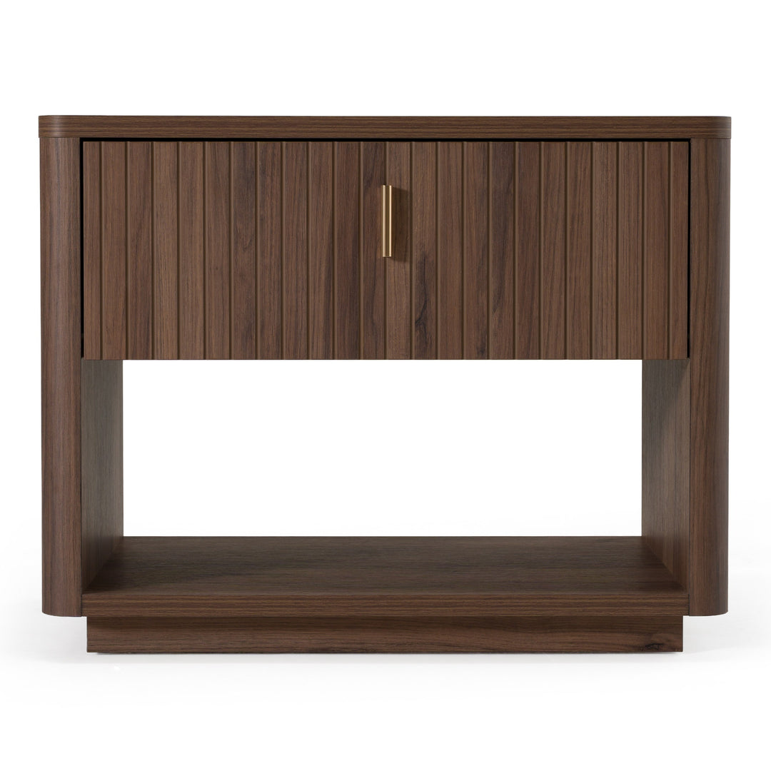 Roma - Modern Walnut + Gold Nightstand