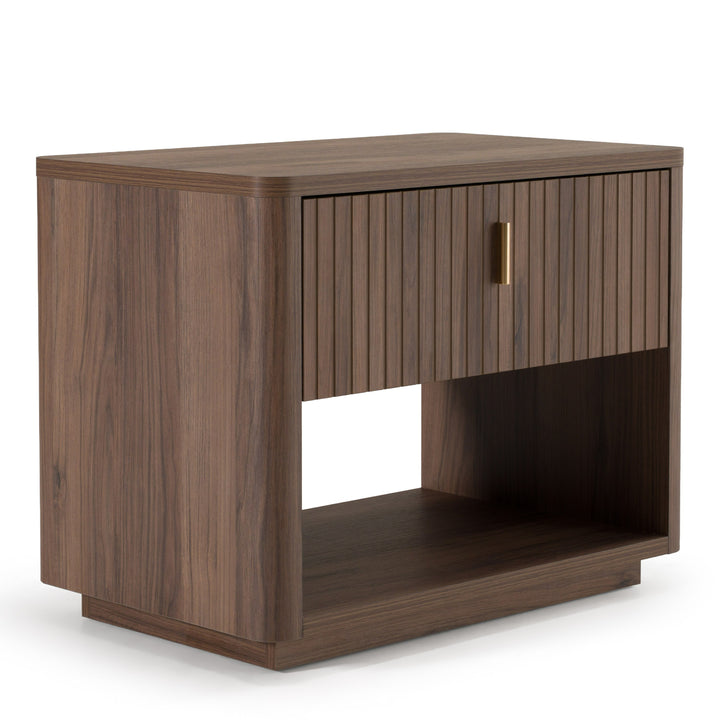 Daystar + Roma - Modern Dark Brown Velvet + Walnut 4-Piece Bedroom Set