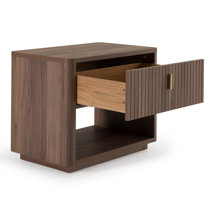 Roma - Modern Walnut + Gold Nightstand