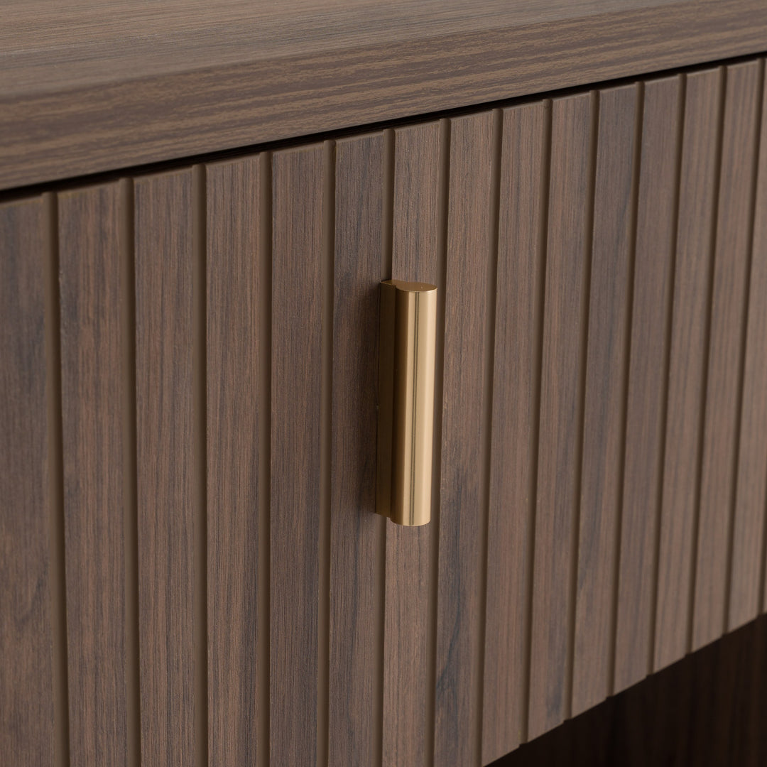 Roma - Modern Walnut + Gold Nightstand