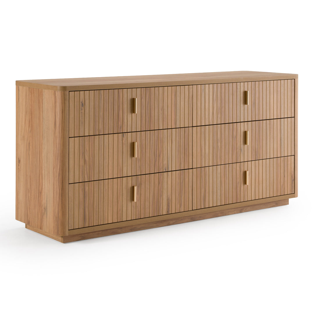 Emilio + Roma - Modern Beige Fabric + Oak 4-Piece Bedroom Set
